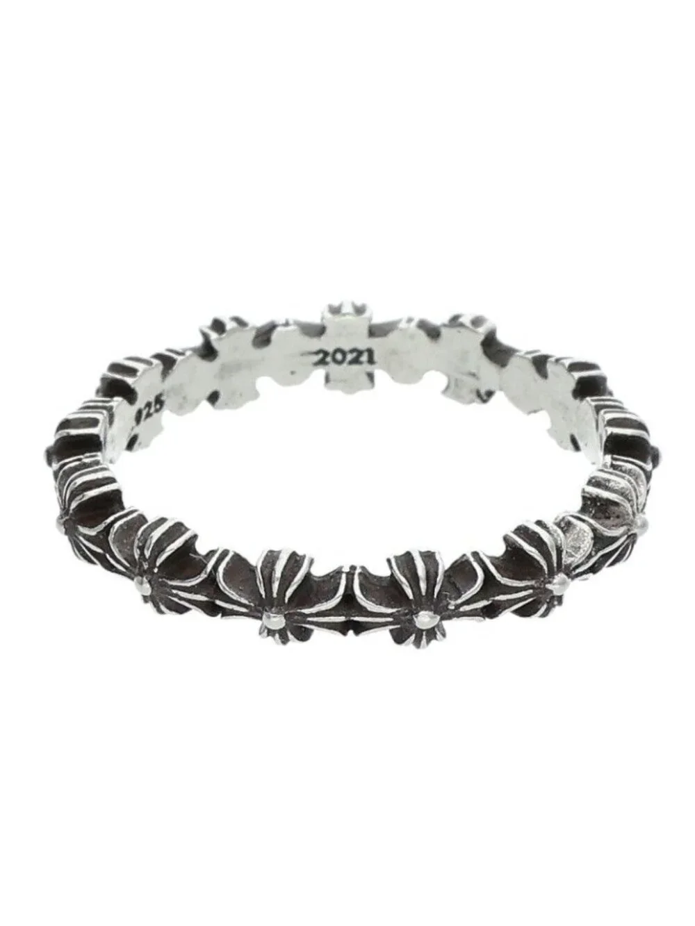 Chrome Hearts Tiny CH Pls Band Ech Plus Silver Ring